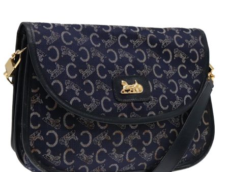 CELINE C Sulky Shoulder Bag Canvas Leather Navy 91593 Online Hot Sale