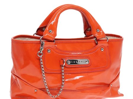 CELINE Boogie bag Hand Bag Enamel Orange Silver 93342 Discount