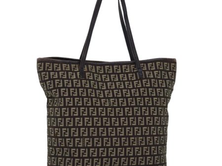 FENDI Zucchino Canvas Tote Bag Brown  75430 For Sale