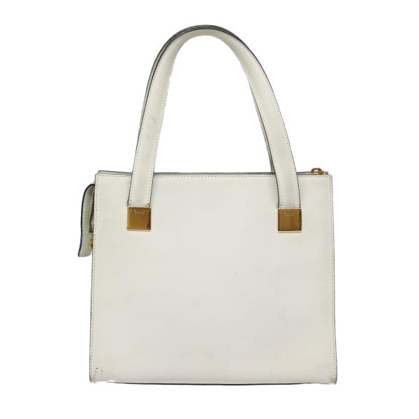 CELINE Hand Bag Leather White Gold 89113 Supply