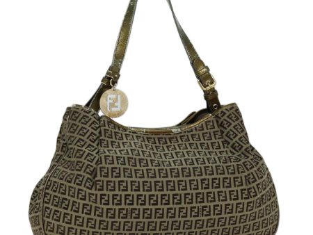 FENDI Zucchino Canvas Shoulder Bag Beige  75429 For Sale