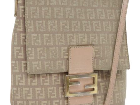 FENDI Zucchino Canvas Shoulder Bag Beige Gold  bs18891 on Sale