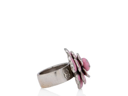 Chanel Enamel Camellia Ring - Size 6 (18229) on Sale