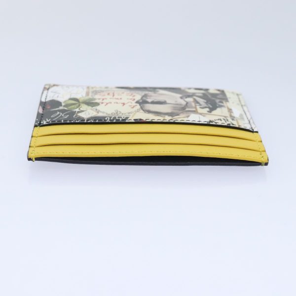 FENDI Card Case Leather Yellow  ac3270 For Cheap