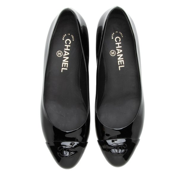 Chanel Patent Calfskin CC Cap Toe Ballet Flats - Size 8.5   38.5 (SGOQ3I) Hot on Sale