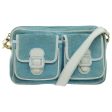 CELINE C Macadam Canvas Shoulder Bag Turquoise Blue Gold 96640 Fashion