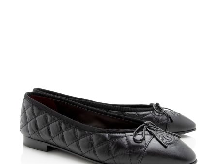 Chanel Quilted Calfskin Cap Toe Ballet Flats - Size 10   40 (22171) Online Hot Sale