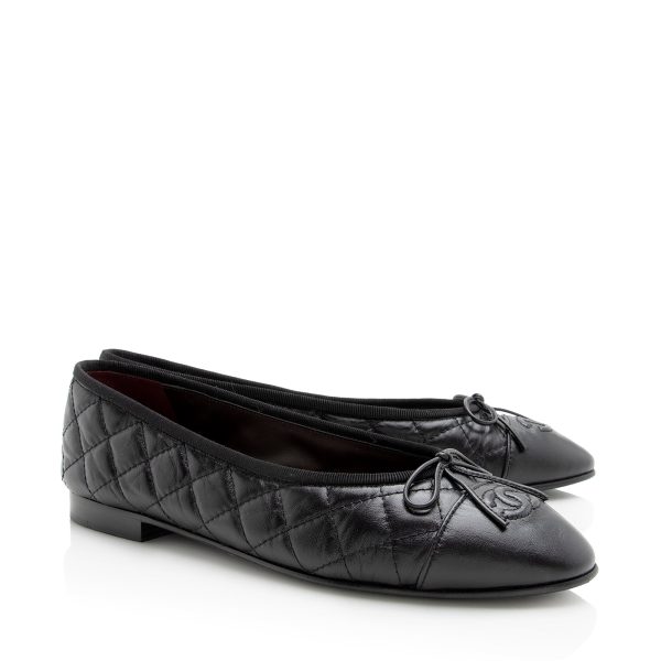 Chanel Quilted Calfskin Cap Toe Ballet Flats - Size 10   40 (22171) Online Hot Sale