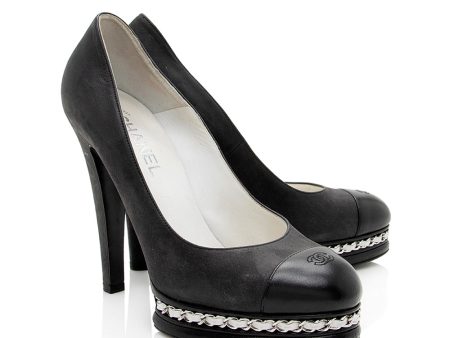 Chanel Leather CC Cap Toe Chain Platform Pumps - Size 11   41 (19331) Supply