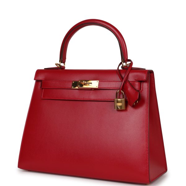 Top Quality Hermes Kelly Sellier 28 Rouge Vif Tadelakt Gold Hardware Supply