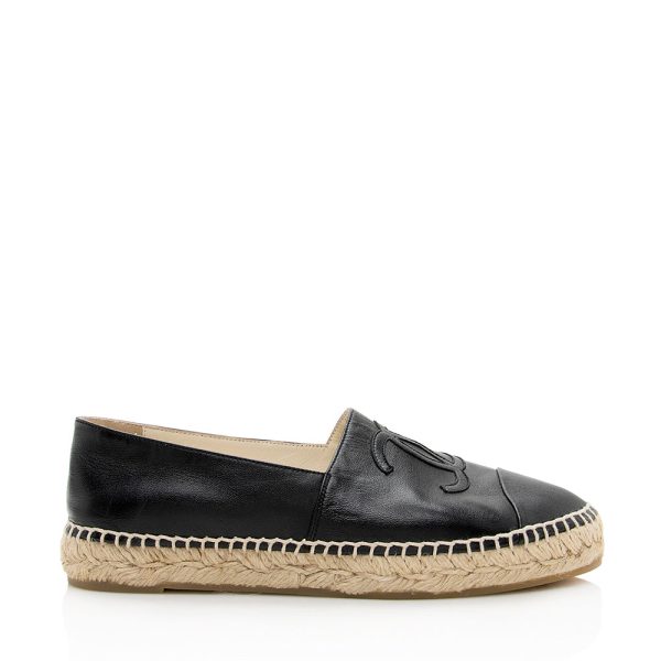 Chanel Lambskin CC Espadrilles - Size 7   37 (19084) Online Sale