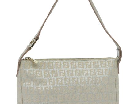 FENDI Zucchino Canvas Shoulder Bag Beige Gold  94187 Online Sale