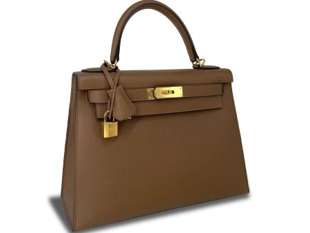 Top Quality Hermes Kelly Alezan Epsom leather designer bag K28 GHW For Sale