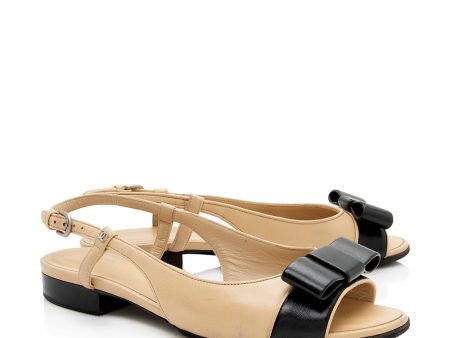 Chanel Lambskin Bow Sling Back Sandals - Size 9 C   39 C - FINAL SALE (16624) Fashion