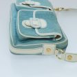 CELINE C Macadam Canvas Shoulder Bag Turquoise Blue Gold 96640 Fashion