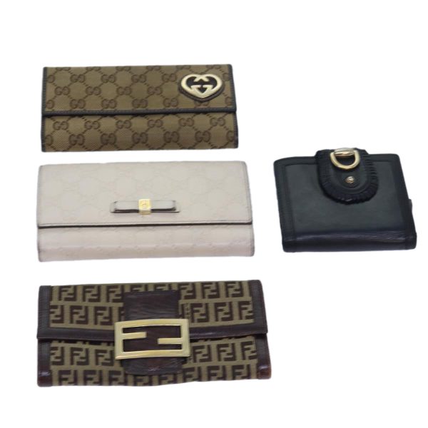 FENDI Gucci GG Canvas Wallet Leather 4Set Black Beige white  yk12710 For Cheap