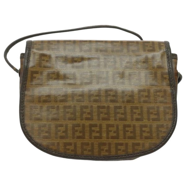 FENDI Zucchino Canvas Shoulder Bag Brown  96678 Online