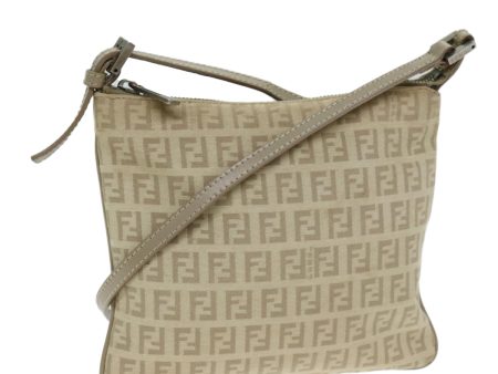 FENDI Zucchino Canvas Shoulder Bag Beige  fm3513 Cheap