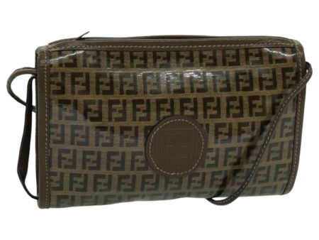 FENDI Zucchino Canvas Shoulder Bag Brown  96429 For Discount