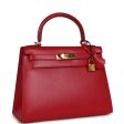 Top Quality Hermes Kelly Sellier 28 Rouge Vif Tadelakt Gold Hardware Supply