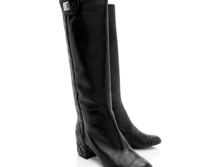 Chanel Quilted Lambskin Knee High Boots - Size 8.5   38.5 (18662) Discount