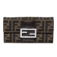 FENDI Zucca Canvas Long Wallet Black Brown Silver  am6992 Online now