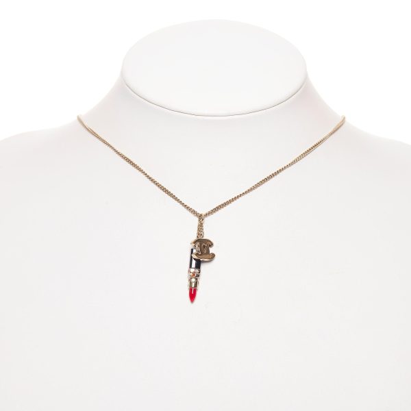 Chanel CC and Lipstick Pendant Necklace (29400) For Sale