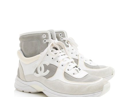 Chanel Leather Suede High Top Trainer Sneakers  - Size 9   39 (16038) For Sale