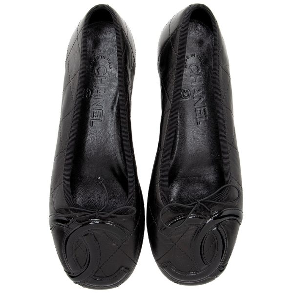 Chanel Quilted Leather Cambon Ballet Flats - Size 7   37 (18122) Sale