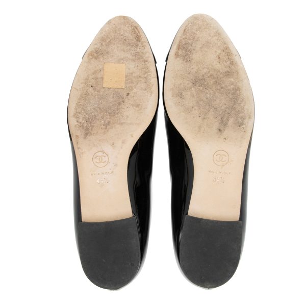 Chanel Patent Calfskin CC Cap Toe Ballet Flats - Size 8.5   38.5 (SGOQ3I) Hot on Sale