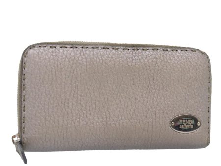 FENDI Celeria Long Wallet Leather Silver  bs18313 Sale