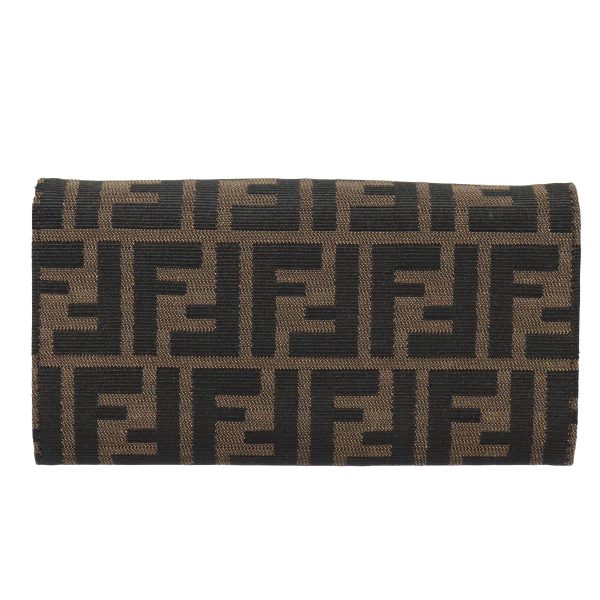 FENDI Zucca Canvas Long Wallet Black Brown Silver  am6992 Online now