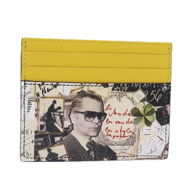 FENDI Card Case Leather Yellow  ac3270 For Cheap